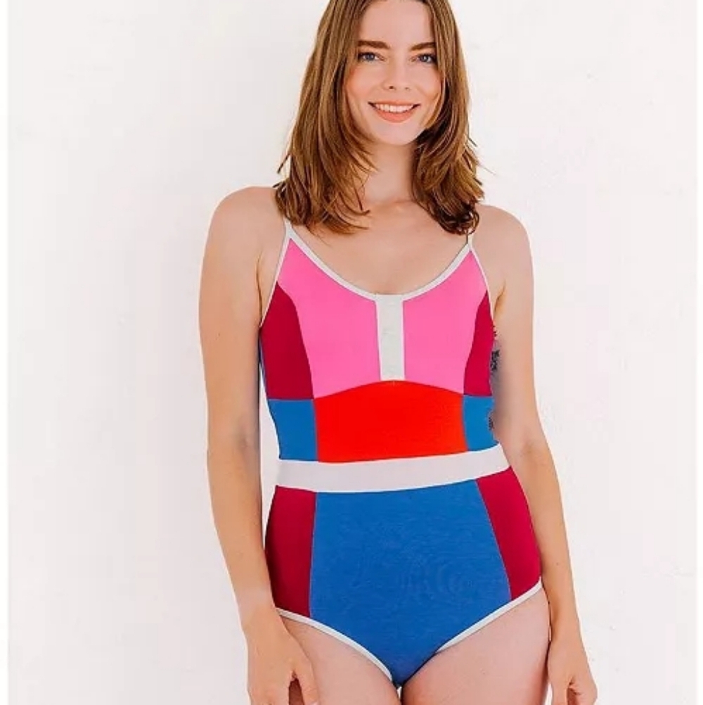 Lime Ricki Color Block Classic One Piece
